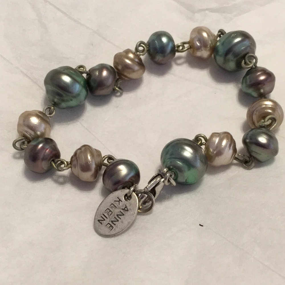 Anne Klein,Sterling and Shell Bracelet, Size Small, Lobster Claw Clasp, Delicate